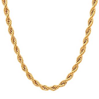 Steel Nation Men's Gold Tone Ion-Plated Rope Link Chain Necklace