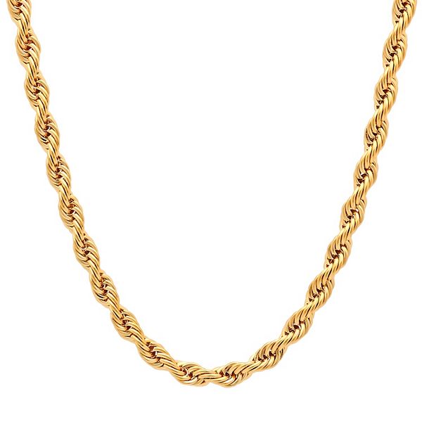Steel Nation Men's Gold Tone IonPlated Rope Link Chain Necklace