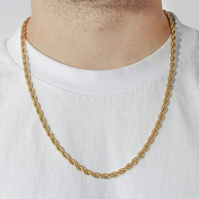 Steel Nation Men's Gold Tone Ion-Plated Rope Link Chain Necklace
