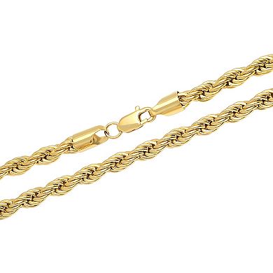 Steel Nation Men's Gold Tone Ion-Plated Rope Link Chain Necklace