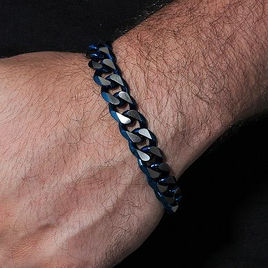 Steel Nation Men's Blue Ion-Plated Stainless Steel Curb Link Bracelet