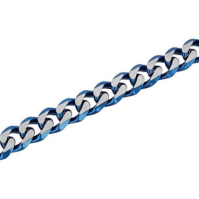 Steel Nation Men's Blue Ion-Plated Stainless Steel Curb Link Bracelet