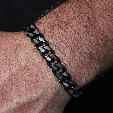 Steel Nation Men's Black Ion-Plated Stainless Steel Curb Link Bracelet
