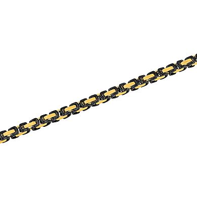 Jewelry Nation Men's Black & Blue Ion-Plated Byzantine Link Bracelet