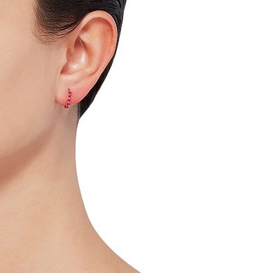 Everlasting Gold 10k Gold Lab-Created Ruby Hoop Earrings