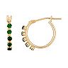 Everlasting Gold 10k Gold Simulated Emerald Hoop Earrings