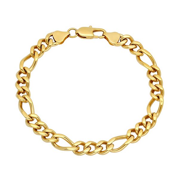 Steel Nation Men's Gold-Tone Stainless Steel Figaro Link Chain Bracelet