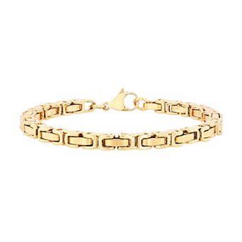 Steel Nation Men's Gold Tone Stainless Steel Byzantine Link Chain Bracelet