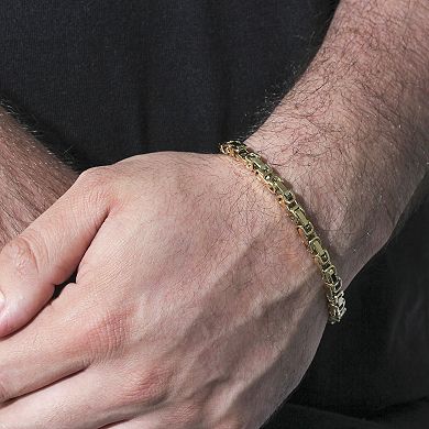 Steel Nation Men's Gold Tone Stainless Steel Byzantine Link Chain Bracelet