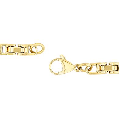 Steel Nation Men's Gold Tone Stainless Steel Byzantine Link Chain Bracelet