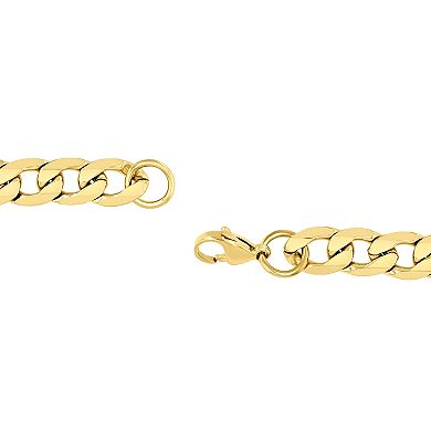 Steel Nation Men's Gold Tone Ion-Plated Lord's Prayer Plate Curb Chain Bracelet