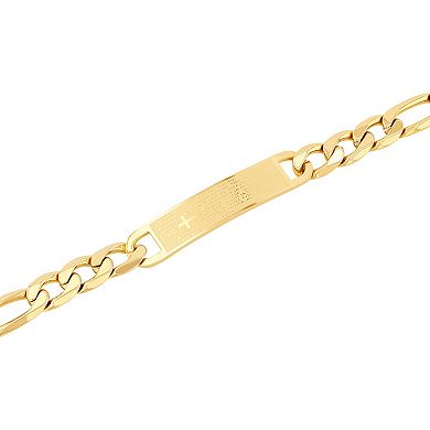Steel Nation Men's Gold Tone Ion-Plated Lord's Prayer Plate Curb Chain Bracelet