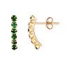 Everlasting Gold 10k Gold Simulated Emerald Button Earrings