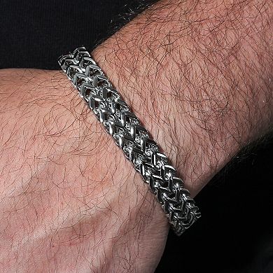 Steel Nation Men's Stainless Steel Double Row Franco Link Chain Bracelet