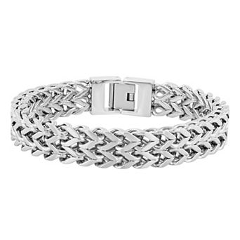 Steel Nation Men's Stainless Steel Double Row Franco Link Chain Bracelet