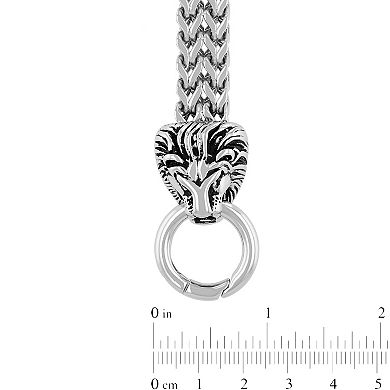 Steel Nation Men's Stainless Steel Double Row Franco Chain Lion Bracelet