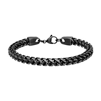 Steel Nation Men's Dark Gray Ion-Plated Stainless Steel Franco Chain Bracelet