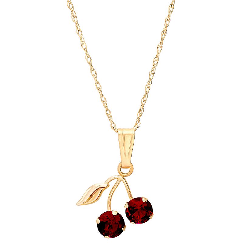 Everlasting Gold 10k Gold Lab-Created Ruby Cherry Pendant Necklace, Women