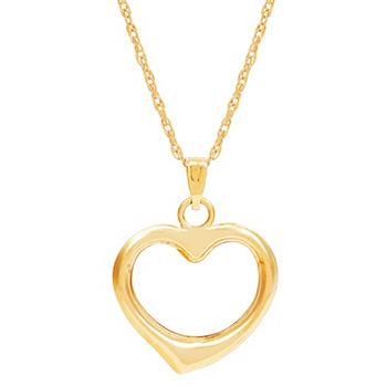 Everlasting Gold 10k Gold Open Heart Pendant Necklace