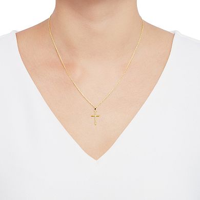 Everlasting Gold 10k Gold Twist Cross Pendant Necklace