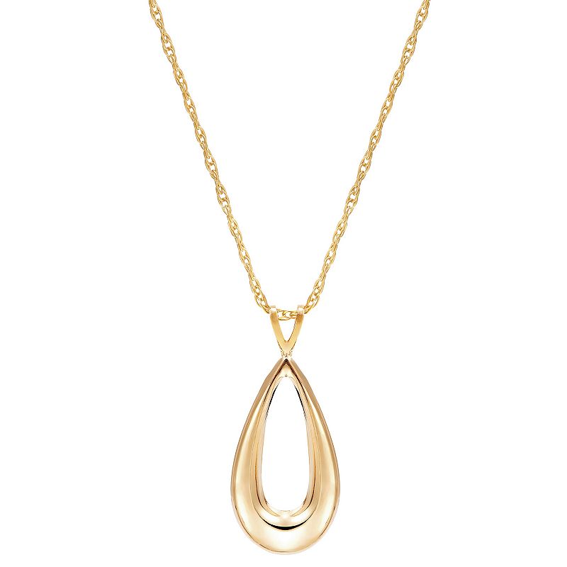 Everlasting Gold 10k Gold Teardrop Pendant Necklace, Womens, Size: 18, 