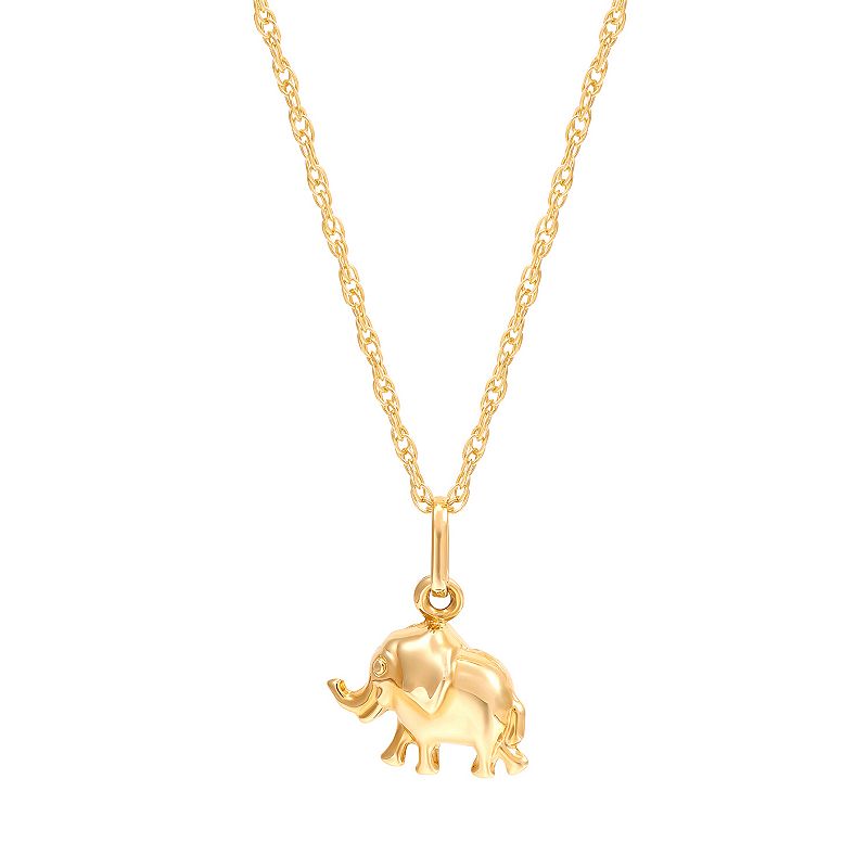 Everlasting Gold 10k Gold Elephant Pendant Necklace, Womens, Size: 18, 