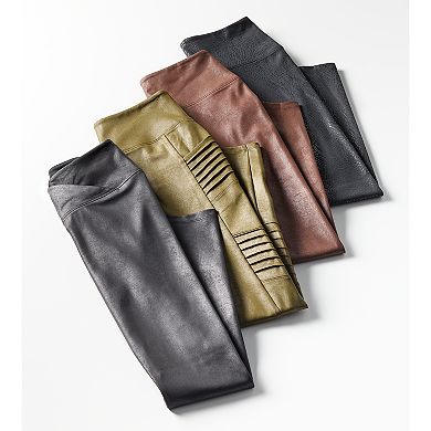 Women's Simply Vera Vera Wang High Rise Faux Leather Moto Leggings