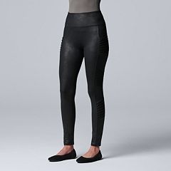 Simply Vera Wang Women's Black Camo HR Faux Leather Shaping Leggings - Siz  1X/2X