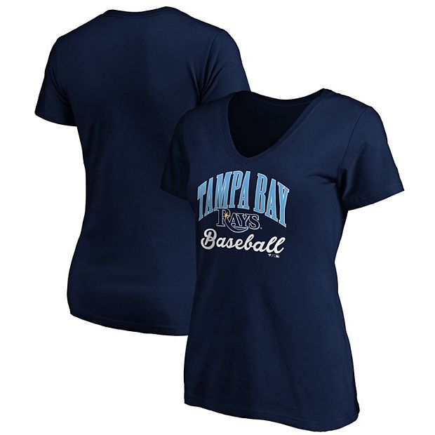 Tampa Bay Rays Shirt Womens Small White Blue MLB Baseball Short Sleeve  Ladies