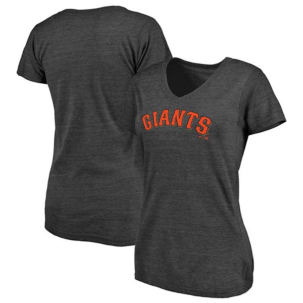 Women's Fanatics Branded Heathered Charcoal San Francisco Giants Wordmark  V-Neck Tri-Blend T-Shirt