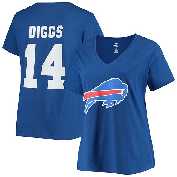 Women's Fanatics Branded Stefon Diggs Royal Buffalo Bills Player Icon Name & Number V-Neck T-Shirt