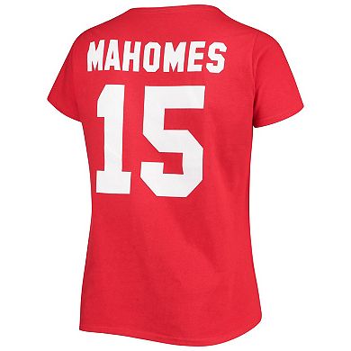 Women's Fanatics Branded Patrick Mahomes Red Kansas City Chiefs Plus Size Name & Number V-Neck T-Shirt