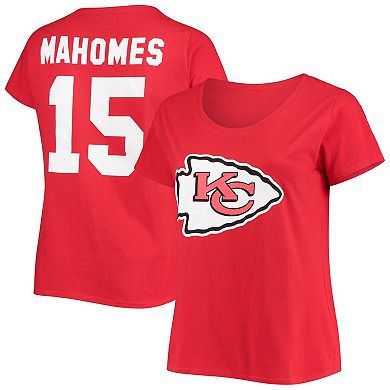 Women's Fanatics Branded Patrick Mahomes Red Kansas City Chiefs Plus Size Name & Number V-Neck T-Shirt