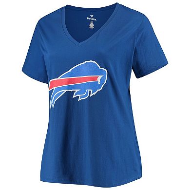 Women's Fanatics Branded Josh Allen Royal Buffalo Bills Plus Size Name & Number V-Neck T-Shirt