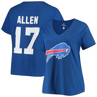 Women's Fanatics Branded Josh Allen Royal Buffalo Bills Plus Size Name & Number V-Neck T-Shirt