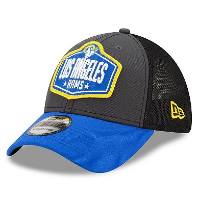 Men's New Era Graphite/Royal Los Angeles Rams 2021 NFL Draft Trucker 39THIRTY Flex Hat