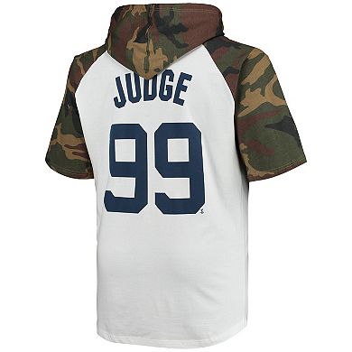 Men's Aaron Judge White/Camo New York Yankees Player Big & Tall Raglan Hoodie T-Shirt