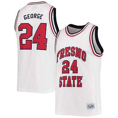 Men's Original Retro Brand Paul George White Fresno State Bulldogs Commemorative Classic Basketball Jersey