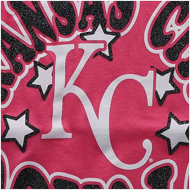 Girls Youth New Era Pink Kansas City Royals Jersey Stars V-Neck T-Shirt