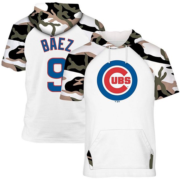 Men's Javier Baez White/Camo Chicago Cubs Player Big & Tall Raglan Hoodie T- Shirt