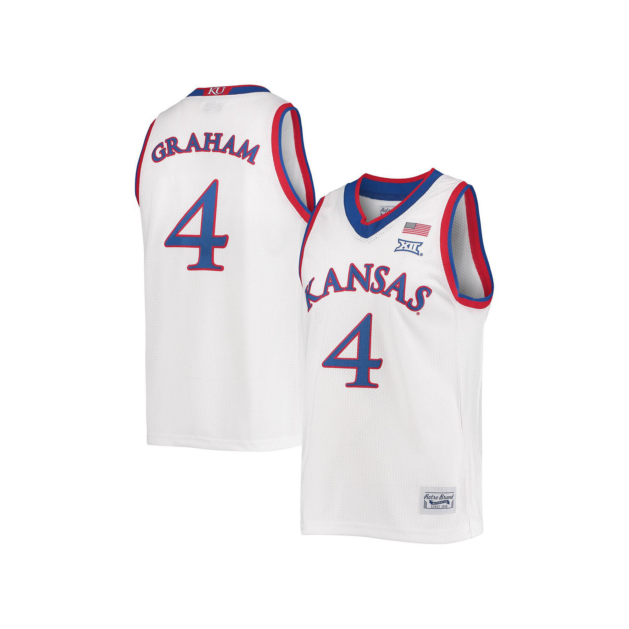 Mens Original Retro Brand Devonte Graham White Kansas Jayhawks Commemorat