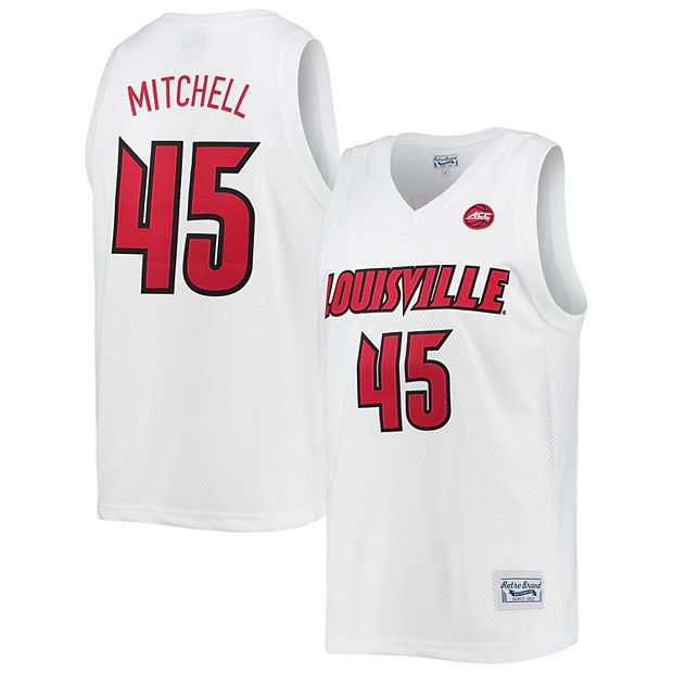 Men's Original Retro Brand Donovan Mitchell White Louisville Cardinals  Commemorative Classic Basketball Jersey