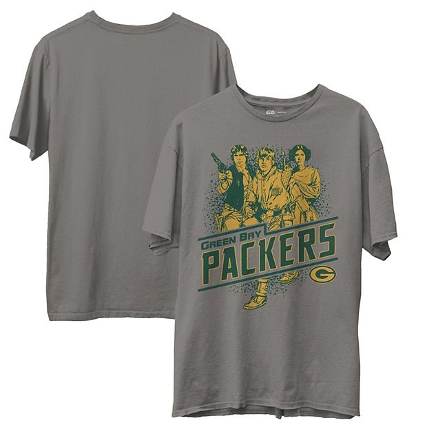 Men's Junk Food Heathered Gray Green Bay Packers Rebels Star Wars T-Shirt