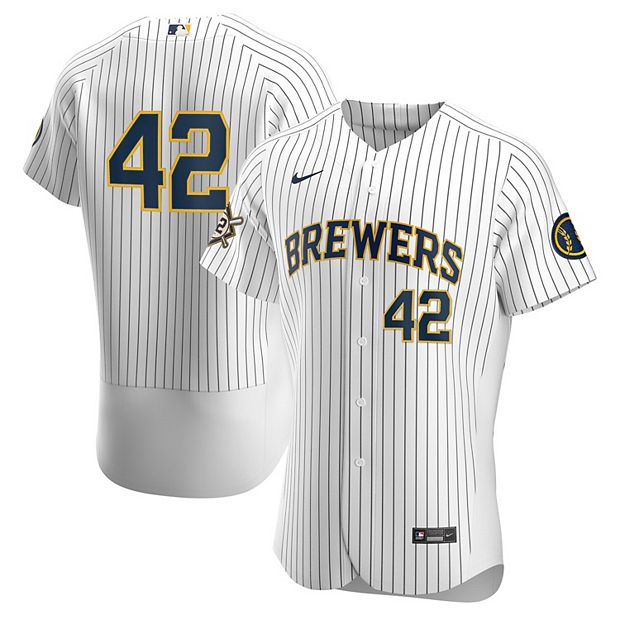 Men's Nike White/Navy Milwaukee Brewers Home Jackie Robinson Day Authentic  Jersey
