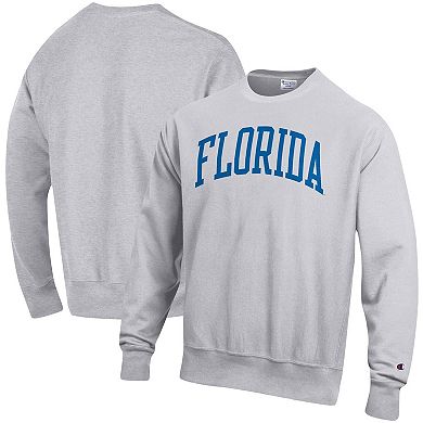Men's Champion Heathered Gray Florida Gators Arch Reverse Weave Pullover Sweatshirt