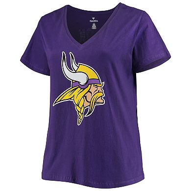 Women's Fanatics Branded Justin Jefferson Purple Minnesota Vikings Plus Size Name & Number V-Neck T-Shirt