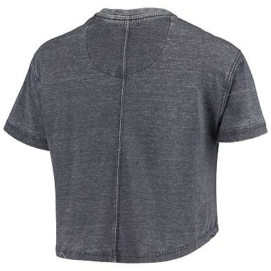 Women's Pressbox Navy Michigan Wolverines Edith Vintage Burnout Crop T-Shirt