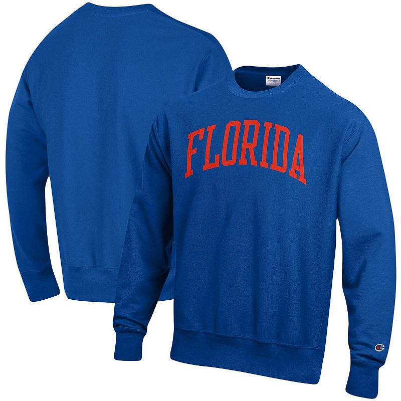 Mens Champion Royal Florida Gators Arch Reverse Weave Pullover Sweatshirt,