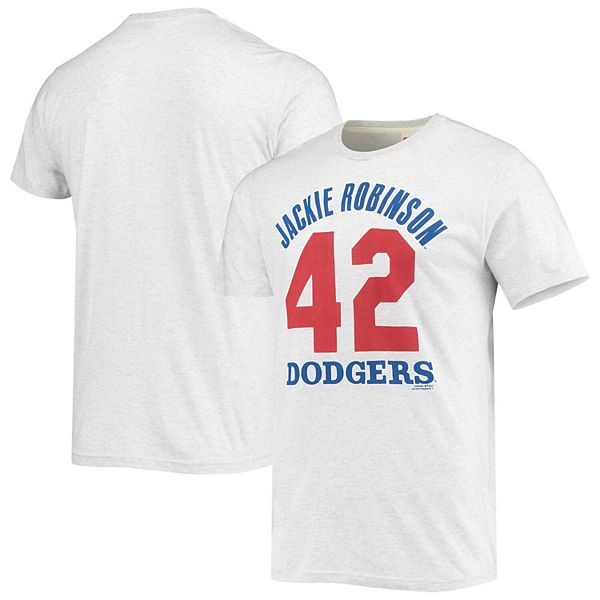 Dodgers Jackie Robinson 42 T-Shirt from Homage. | Ash | Vintage Apparel from Homage.