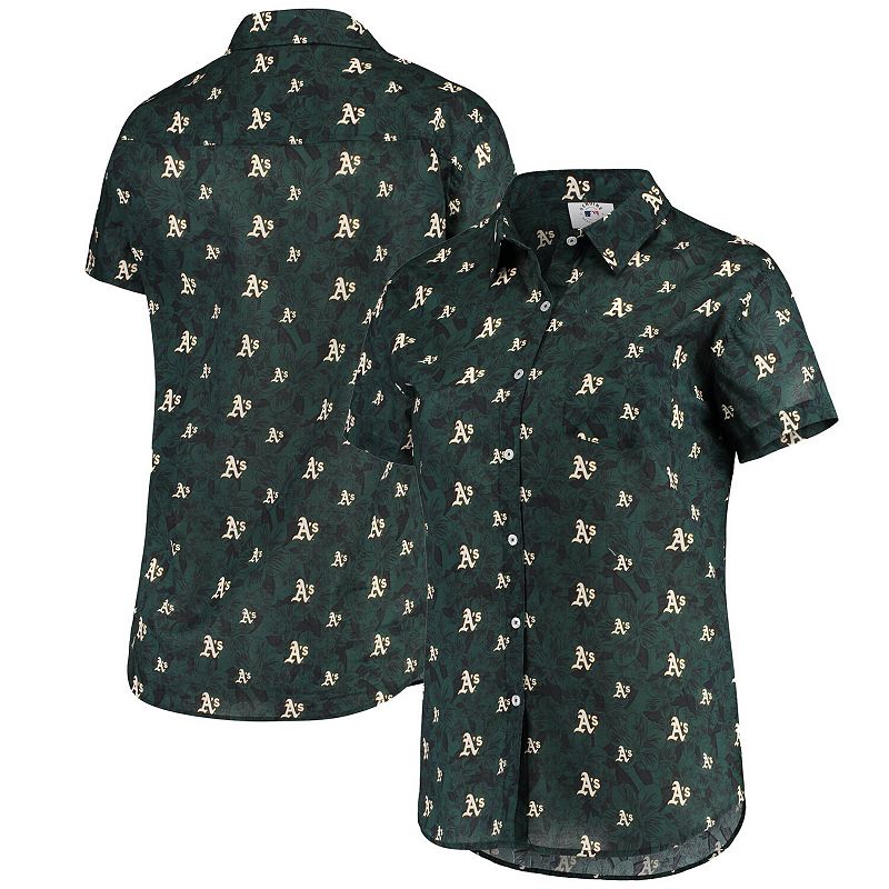 Women's FOCO Green Oakland Athletics Floral Button Up Shirt, Size: Small